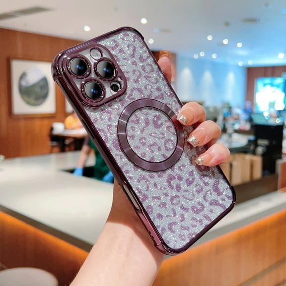 Allytechgroup for Apple iPhone 13 Pro Max Case, Support Wireless Charging Slim Lightweight Protective Glitter Shell Rugged Shockproof Magnetic Back Cover Bumper for iPhone 13 Pro Max, Darkpurple