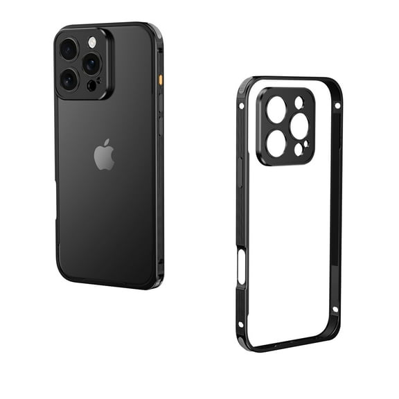 Allytechgroup for Apple iPhone 14 Plus Case, Shock-Absorbent Metal Bumper Protective Case Cover with Camera Lens Protector Slim Lightweight, Non-Slip Anti-Scratch Frame for Women Men, Black