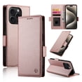 thumbnail image 1 of Allytechgroup for Apple iPhone 15 Pro Case Wallet, Retro PU Leather Slim Fit Business Style Magnetic Closure Cards Slots RFID Blocking Phone Case for Women Men, Rosegold, 1 of 6