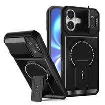 Allytechgroup for Apple iPhone 17 Case with Camera Cover/ Kickstand [Compatible with MagSafe] Magnetic Wireless Charging Case Hard PC   Soft TPU Back Shockproof Military Grade Shell, Black
