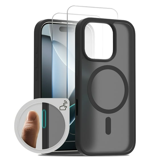 Allytechgroup for Apple iPhone 17 Case, Matte Translucent Back Cover Compatible with Magsafe Slim Fit Shell with Camera Control Button Shockproof Phone Case for iPhone 17, Black