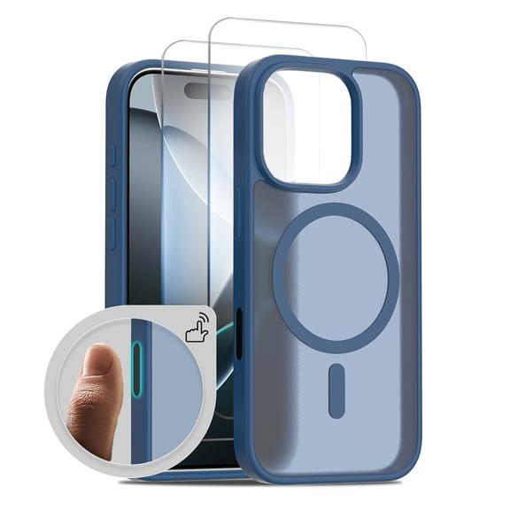 Allytechgroup for Apple iPhone 17 Case, Matte Translucent Back Cover Compatible with Magsafe Slim Fit Shell with Camera Control Button Shockproof Phone Case for iPhone 17, Darkblue