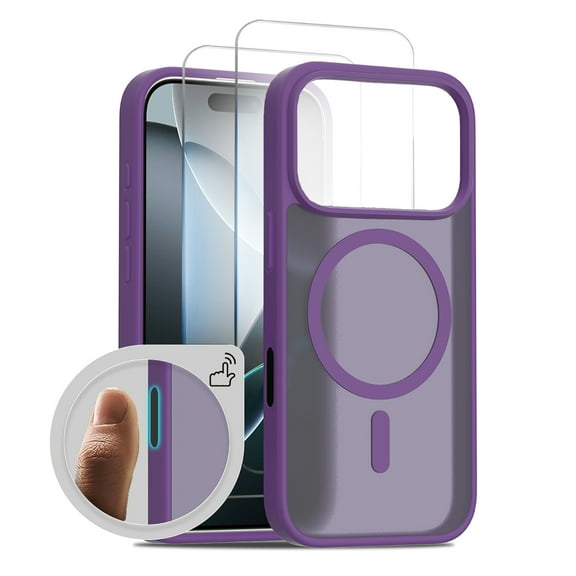 Allytechgroup for Apple iPhone 17 Pro Case, Matte Translucent Back Cover Compatible with Magsafe Slim Fit Shell with Camera Control Button Shockproof Phone Case for iPhone 17 Pro, Darkpurple
