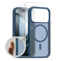 Allytechgroup for Apple iPhone 17 Pro Max Case, Matte Translucent Back Cover Compatible with Magsafe Slim Fit Shell with Camera Control Button Shockproof Phone Case for iPhone 17 Pro Max, Darkblue