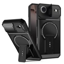 Allytechgroup for Apple iPhone Air Case with Camera Cover/ Kickstand [Compatible with MagSafe] Magnetic Wireless Charging Case Hard PC   Soft TPU Back Shockproof Military Grade Shell, Black