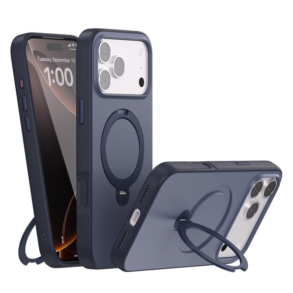 Allytechgroup for Apple iPhone Air [Compatible with Magsafe] with 360° Rotatable Ring Holder Kickstand, Magnetic Stand Cover Matte Hard back & Shockproof TPU Bumper, Wireless Charging, Blue