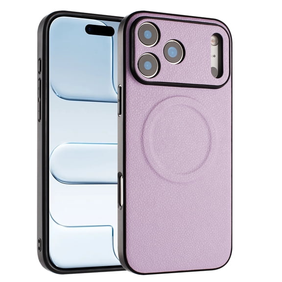 Allytechgroup for Apple iPhone Air PU Leather Case, Magnetic Back Cover Shock-Absorbent Anti-Fingerprint Anti-Scratch Support Wireless Charging Lightweight Non-Slip Protective Bumper, Purple