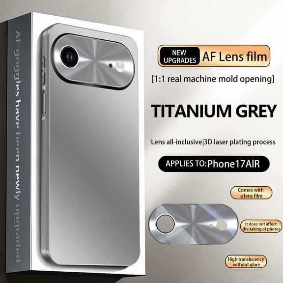 Allytechgroup for Apple iPhone Air Protective Case Cover, Lightweight Shock-Absorbent PC+TPU Back Cover, Glossy Non-Slip Magnetic Case Support Wireless Charging for iPhone Air, Titaniumgray