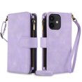 thumbnail image 1 of Allytechgroup for Apple iPhone XR Wallet Case with Cards Holder/ Zipper Pocket/ Crossbody Shoulder Strap/ Hand Wrist, RFID Blocking PU Leather Protective Drop Proof Case for Women Men,Purple, 1 of 9