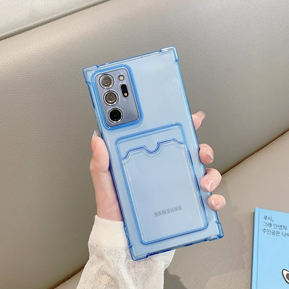 Allytechgroup Back Cover with Cards Holder for Samsung Galaxy A16 5G, Transparent Anti-Yellow Shockproof Lightweight Slim Fit Bumper Clear Phone Case Cover for Galaxy A16 5G - Blue