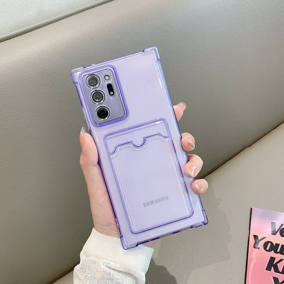 Allytechgroup Back Cover with Cards Holder for Samsung Galaxy A25 5G, Transparent Anti-Yellow Shockproof Lightweight Slim Fit Bumper Clear Phone Case Cover for Samsung Galaxy A25 5G, Purple