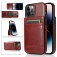 thumbnail image 1 of Allytechgroup Back Flip Wallet Case for iPhone 16e with 5 Card Holder, Luxury PU Leather Kickstand Magnetic Buckle Shockproof Anti-Scratch Protective Case for Women Men, Brown, 1 of 7