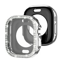 Allytechgroup Bling Bumper Case Compatible with Apple Watch Series 11/10 42mm Case, [Screen Protection] Crystal Diamond Rhinestone Protective Face Cover for iWatch Series 11/10 42mm, Silver