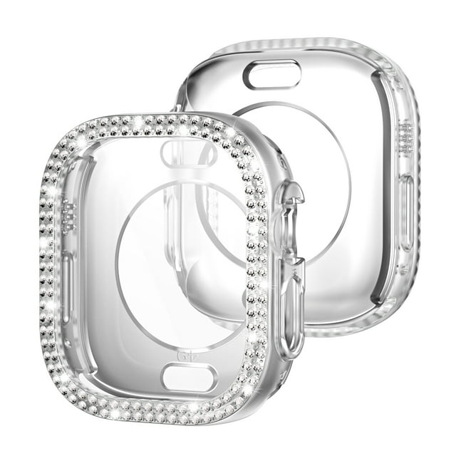 Allytechgroup Bling Bumper Case Compatible with Apple Watch Series 6/5/4/SE 44mm Case, Crystal Diamond Rhinestone Protective Face Cover for iWatch Series 6/5/4/SE 44mm, Clear
