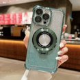 thumbnail image 1 of Allytechgroup Bling Case for iPhone 13 with Kickstand, Built-in Camear Lens Protector Support Wireless Charging Shockproof Protective Magnetic Back Cover for iPhone 13, Green, 1 of 6
