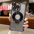 thumbnail image 1 of Allytechgroup Bling Case for iPhone 15 Plus with Kickstand, Built-in Camear Lens Protector Support Wireless Charging Shockproof Protective Magnetic Back Cover for iPhone 15 Plus, Black, 1 of 6