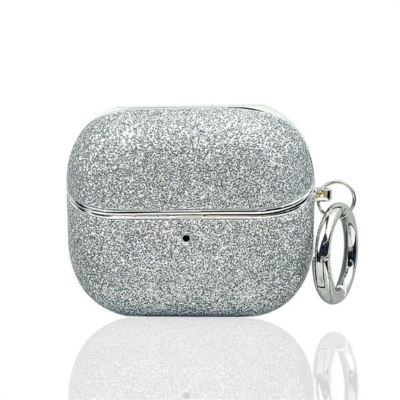 Allytechgroup for Bling Glitter Galaxy Buds 3/3pro Case with Keychain, Slim Lightweight Shockproof Protective Cover for Women Girls, Anti-Scratch PC TPU Case with Precise Cutouts, Silver