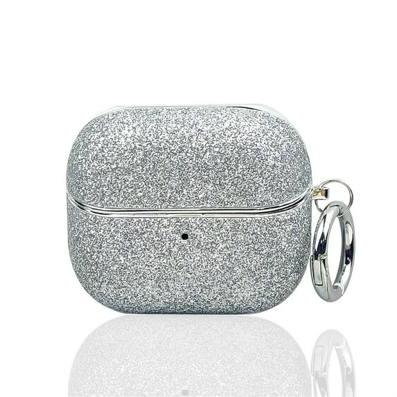 Allytechgroup for Bling Glitter Galaxy Buds 3/3pro Case with Keychain, Slim Lightweight Shockproof Protective Cover for Women Girls, Anti-Scratch PC+TPU Case with Precise Cutouts, Silver
