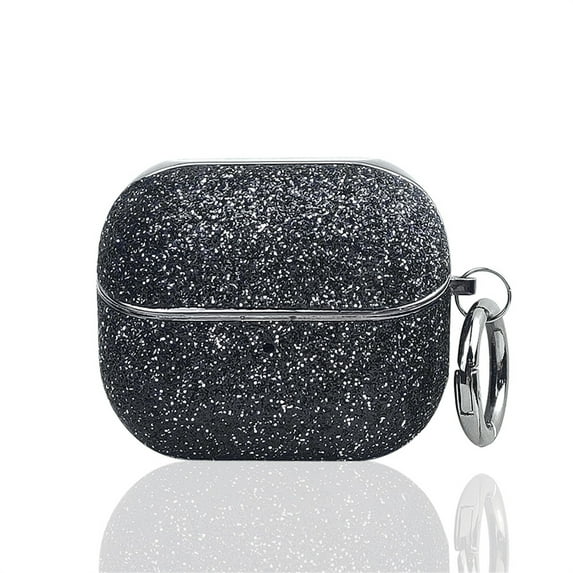 Allytechgroup for Bling Glitter Galaxy Buds 3/3pro Case with Keychain, Slim Lightweight Shockproof Protective Cover for Women Girls, Anti-Scratch PC+TPU Case with Precise Cutouts, Black