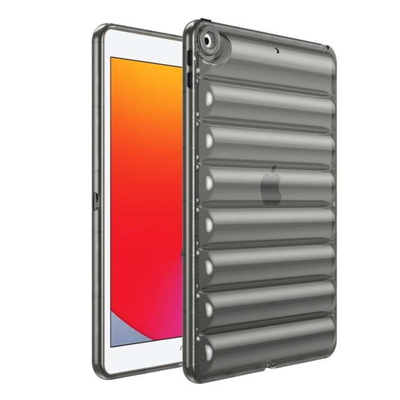 Allytechgroup Bumper Case for Apple iPad 9th 8th 7th Generation Case, Soft TPU Stylish Ribbed Design Anti-Scratch Lightweight Rugged Shockproof Case for iPad 10.2" 2021/2020/2019, Gray