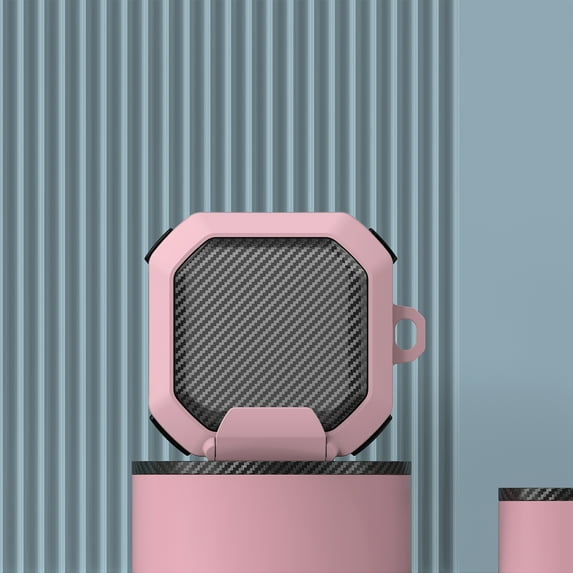 Allytechgroup Carbon Fiber Case Compatible with Samsung Galaxy Buds 2 Pro/Buds Live/Buds Pro/Galaxy Buds FE/ Galaxy Buds 2 Case, Rugged Protective Wireless Charging Cover with Keychain, Pink