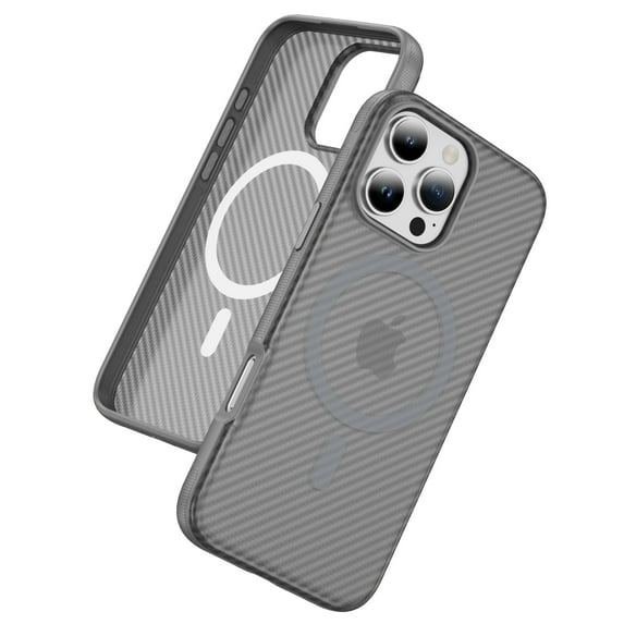 Allytechgroup Carbon Fiber Case for iPhone 14 Pro Max, Slim Lightweight Magnetic Back Cover Support Wireless Charging Non-Slip Shockproof Anti-Scratch for iPhone 14 Pro Max Women Men, Gray