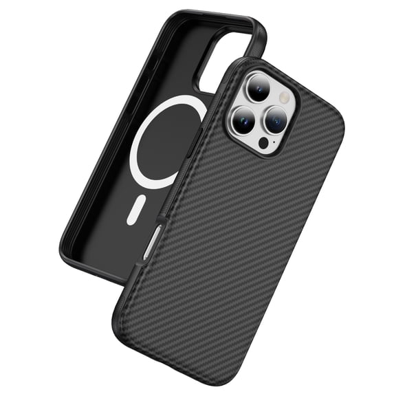 Allytechgroup Carbon Fiber Case for iPhone 16 Pro, Slim Lightweight Magnetic Back Cover Support Wireless Charging Non-Slip Shockproof Anti-Scratch for iPhone 16 Pro Women Men, Black