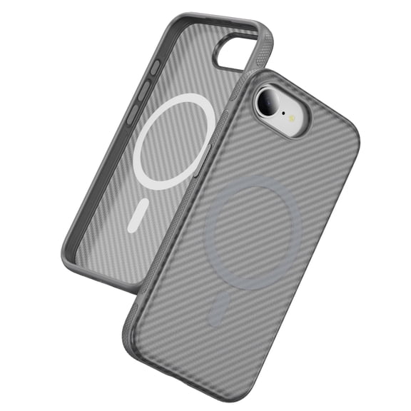 Allytechgroup Carbon Fiber Case for iPhone 16e/ iPhone 17e, Slim Lightweight Magnetic Back Cover Support Wireless Charging Non-Slip Shockproof Anti-Scratch for iPhone 16e/ iPhone 17e, Gray
