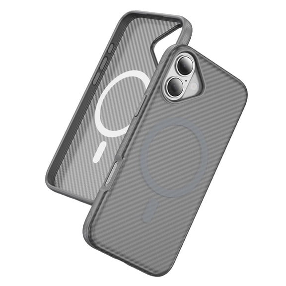 Allytechgroup Carbon Fiber Case for iPhone 17, Slim Lightweight Magnetic Back Cover Support Wireless Charging Non-Slip Shockproof Anti-Scratch for iPhone 17 Women Men, Gray