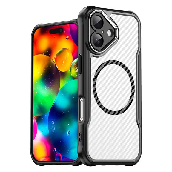 Allytechgroup Carbon Fiber Case for iPhone 17, Thin & Light Design Full Camera Lens Protection Anti-Fingerprint & Non-Slip Flexible Shockproof Protective Back Cover for Women Men, Black