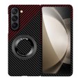 thumbnail image 1 of Allytechgroup Carbon Fiber Galaxy Z Fold 5 Case, Shockproof Phone Case for Samsung Galaxy Z Fold 5 with Kickstand and Magnetic Back Cover Compatible Magsafe Car Mount, Blackred, 1 of 7