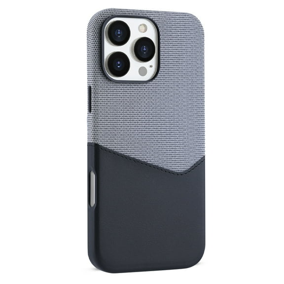 Allytechgroup Card Holder Case for Apple iPhone 13 Pro, Compatible with Magsafe Dual-Tone Fabric PU Leather Wallet Case with Magnetic Charging, Hidden Card Slot, Bumper Cover for Men & Women