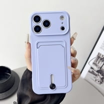 Allytechgroup Card Holder Case Compatible with iPhone 17 Pro, [Full Camera Lens Protection] Thin & Light Fashion Solid Color Soft TPU Shockproof & Anti-Scratch Case for Women Men, Purple