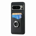 thumbnail image 1 of Allytechgroup Cards Holder Wallet Case for Apple Google Pixel 6a, PU Leather Slim Fit Shell Vintage Cards Slots Ring Holder Stand Easy Grip Phone Case for Google Pixel 6a, Black, 1 of 7