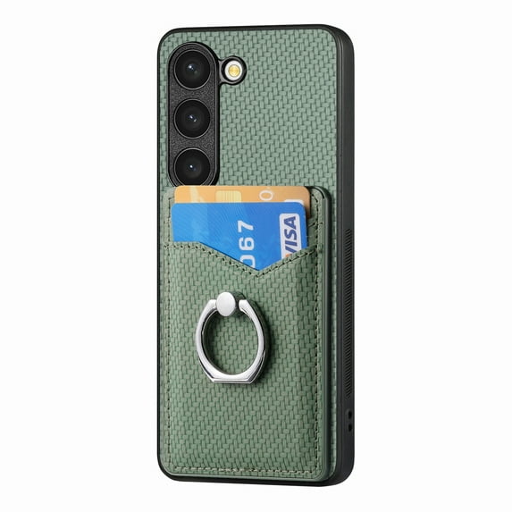 Allytechgroup Cards Holder Wallet Case for Apple Samsung Galaxy A15, PU Leather Slim Fit Shell Vintage Cards Slots Ring Holder Stand Easy Grip Phone Case for Samsung Galaxy A15, Green
