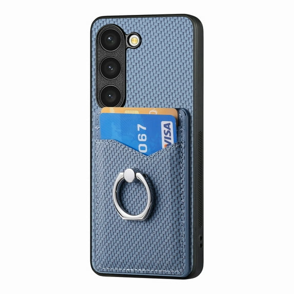 Allytechgroup Cards Holder Wallet Case for Apple Samsung Galaxy S20, PU Leather Slim Fit Shell Vintage Cards Slots Ring Holder Stand Easy Grip Phone Case for Samsung Galaxy S20, Blue