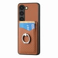 thumbnail image 1 of Allytechgroup Cards Holder Wallet Case for Apple Samsung Galaxy S20, PU Leather Slim Fit Shell Vintage Cards Slots Ring Holder Stand Easy Grip Phone Case for Samsung Galaxy S20, Brown, 1 of 7