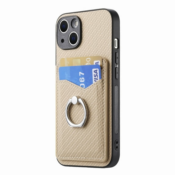 Allytechgroup Cards Holder Wallet Case for Apple iPhone 11, PU Leather Slim Fit Shell Vintage Cards Slots Ring Holder Stand Easy Grip Phone Case for iPhone 11, Khaki