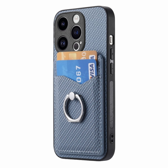 Allytechgroup Cards Holder Wallet Case for Apple iPhone 11 Pro, PU Leather Slim Fit Shell Vintage Cards Slots Ring Holder Stand Easy Grip Phone Case for iPhone 11 Pro, Blue