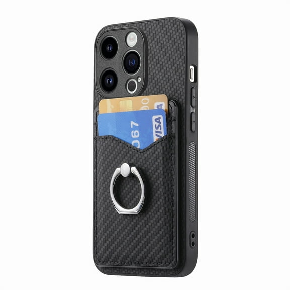 Allytechgroup Cards Holder Wallet Case for Apple iPhone 12 Pro Max, PU Leather Slim Fit Shell Vintage Cards Slots Ring Holder Stand Easy Grip Phone Case for iPhone 12 Pro Max, Black