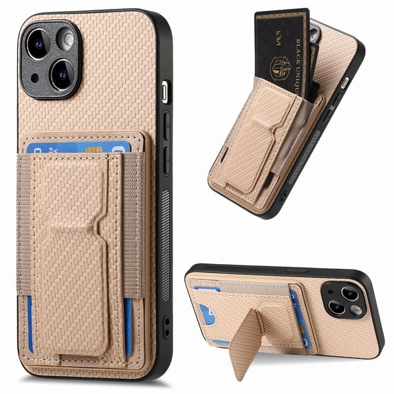 Allytechgroup Cards Holder Wallet Case for Apple iPhone 13 Pro, RFID Blocking Slim Fit Kickstand Bumper Shockproof Anti-Fingerprint Protective Phone Case for Women Men, Khaki