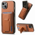 thumbnail image 1 of Allytechgroup Cards Holder Wallet Case for Apple iPhone 15 Pro Max, RFID Blocking Slim Fit Kickstand Bumper Shockproof Anti-Fingerprint Protective Phone Case for Women Men, Brown, 1 of 10