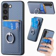 thumbnail image 1 of Allytechgroup Cards Holder Wallet Case for Samsung Galaxy S24 FE, PU Leather Slim Fit Shell Vintage Cards Slots Ring Holder Stand Easy Grip Phone Case for Samsung Galaxy S24 FE, Blue, 1 of 7