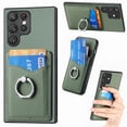 thumbnail image 1 of Allytechgroup Cards Holder Wallet Case for Samsung Galaxy S25 Ultra, PU Leather Slim Fit Shell Vintage Cards Slots Ring Holder Stand Easy Grip Phone Case for Samsung Galaxy S25 Ultra, Green, 1 of 7