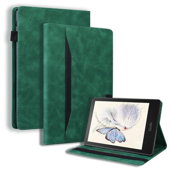 Allytechgroup Case for 7" Amazon Kindle Paperwhite (12th Generation, 2024) & Kindle Colorsoft Signature Edition (1st Gen), Slim Stand PU Leather Shockproof Folio Wallet Cover with Card Slots, Green