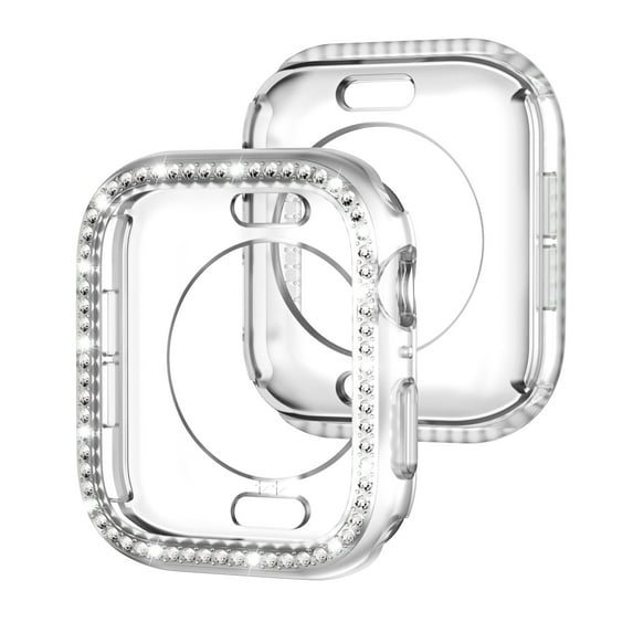 Allytechgroup Case for Apple Watch Series 10 42mm, Bling Sparkly Diamond Rhinestones Support Wireless Charging No Screen Protector Shockproof Case for iWatch Series 10 42mm, Clear