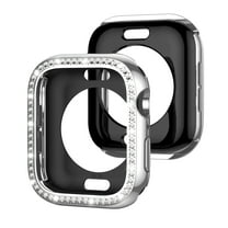 Allytechgroup Case for Apple Watch Series 6/5/4/SE 40mm, Bling Sparkly Diamond Rhinestones Support Wireless Charging No Screen Protector Shnockproof Case for iWatch Series 6/5/4/SE 40mm, Silver