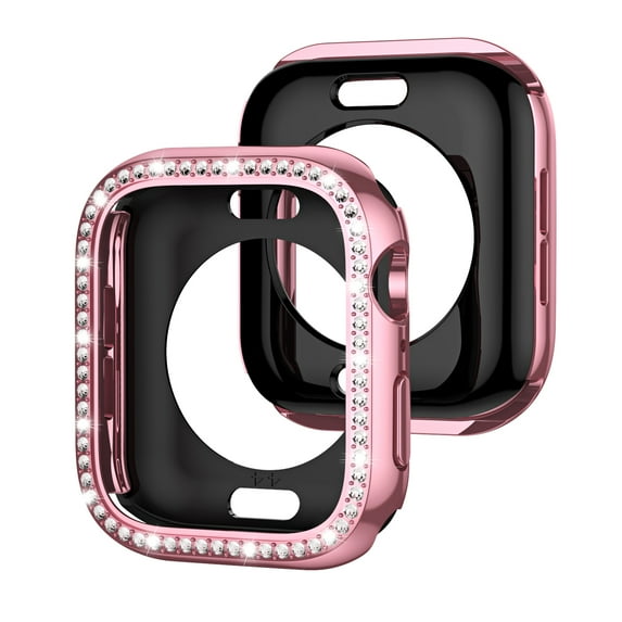 Allytechgroup Case for Apple Watch Series 6/5/4/SE 40mm, Bling Sparkly Diamond Rhinestones Support Wireless Charging No Screen Protector Shnockproof Case for iWatch Series 6/5/4/SE 40mm, Pink
