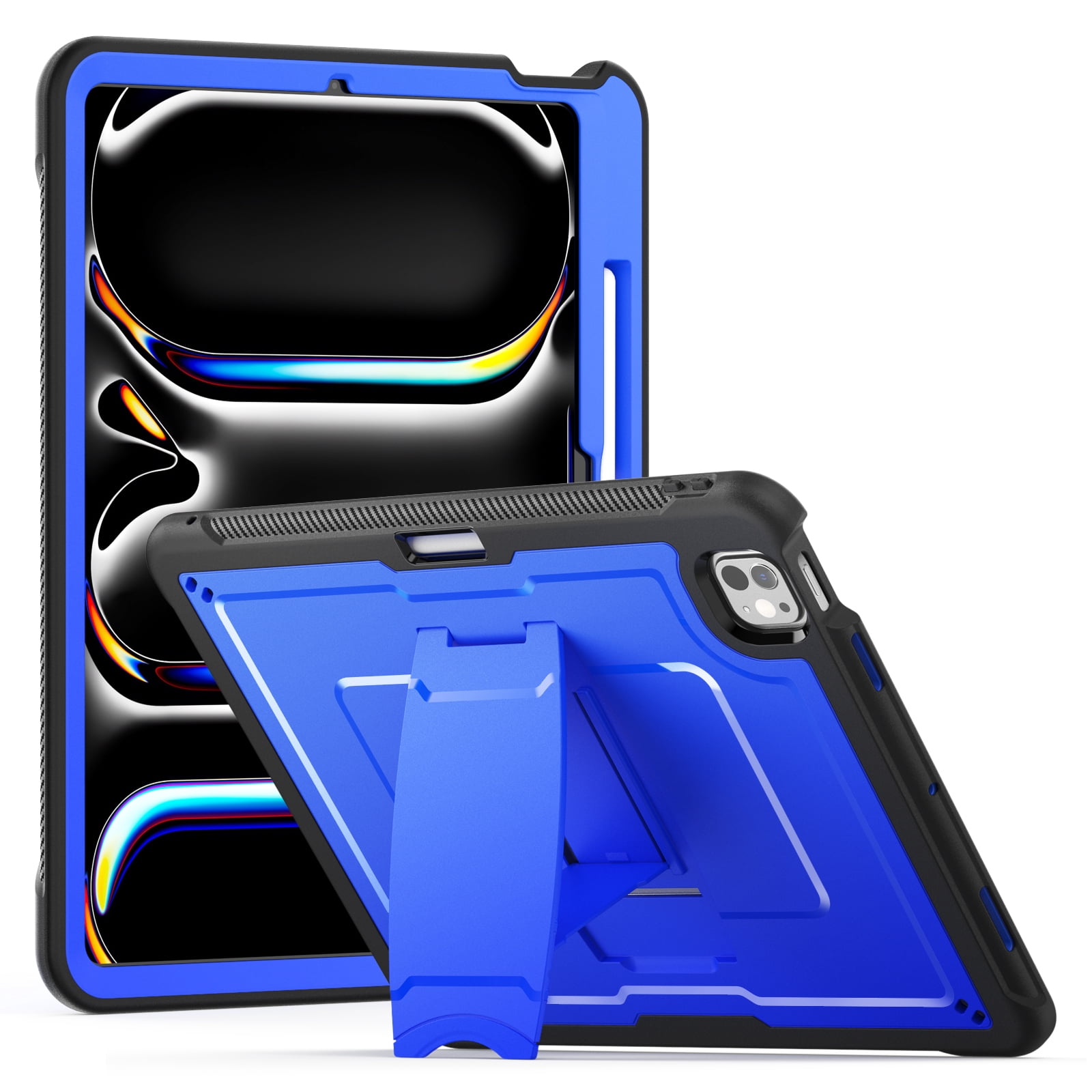 Allytechgroup Case for Apple iPad Pro 13 inch (M4) 2024 with Pencil Holder/ Support Pencil 2nd & Magnetic Attachment Wireless Charging Kickstand Hard PC + Soft TPU Shockproof Stand Rugged Cover, Blue