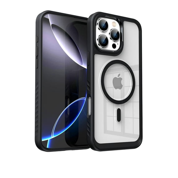 Allytechgroup Case for Apple iPhone 15, Compatible with MagSafe Military Grade Drop Protection Strong Mangetic Scratch-Resistant Anti-Yellow Clear Back Phone Cover with TPU Bumper, Black